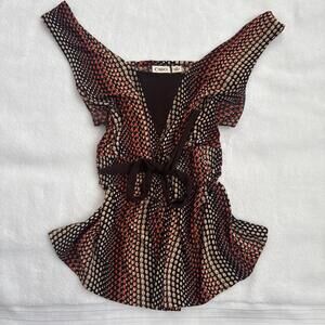 y2k fairycore polka dot top with tie in the front